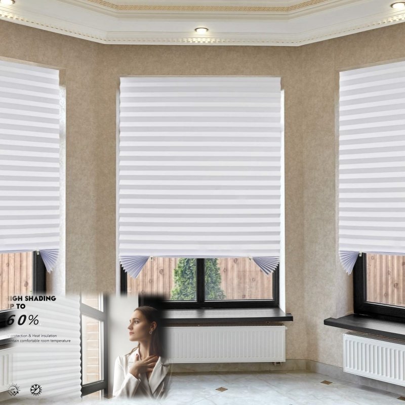 pleated blinds for window shade filtering sunlight